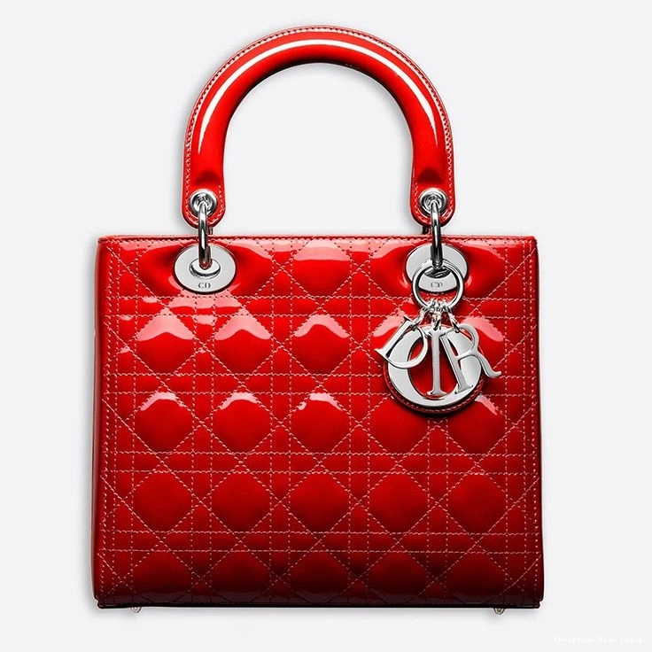 Cheap Lady Silver Bag Patent Calfskin Medium Red Cannage Dior 0727 Luxury